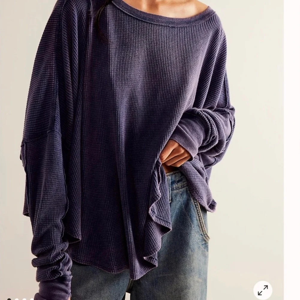 🛑SOLD OUT🛑 FPMicrophone Drop Long Sleeve Oversized Thermal in Navy Size L NWT - Picture 6 of 10